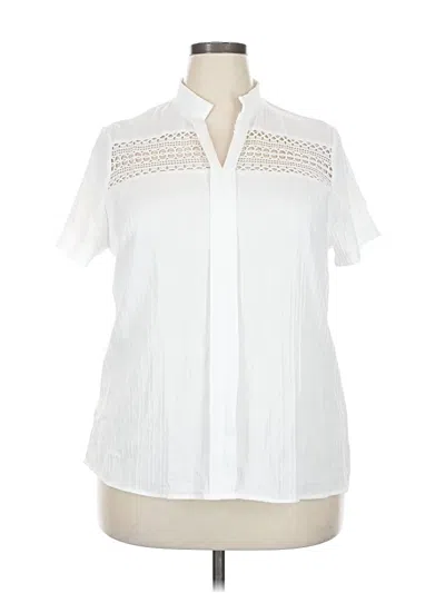 Pre-owned Unbranded Short Sleeve Blouse In White