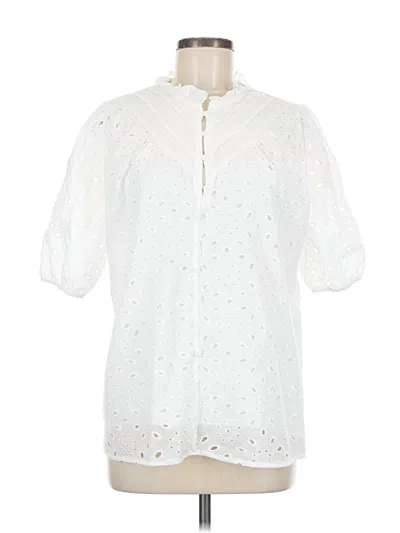 Pre-owned Unbranded Short Sleeve Blouse In White