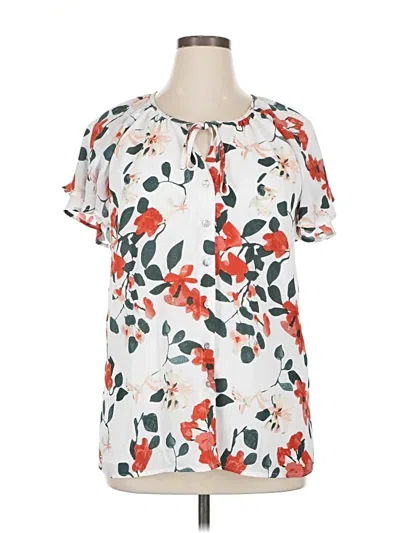 Pre-owned Unbranded Short Sleeve Blouse In White