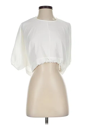 Pre-owned Unbranded Short Sleeve Blouse In White