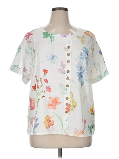 Pre-owned Unbranded Short Sleeve Blouse In White