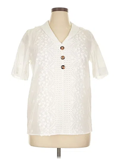 Pre-owned Unbranded Short Sleeve Blouse In White