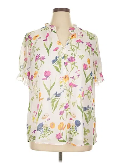 Pre-owned Unbranded Short Sleeve Blouse In White