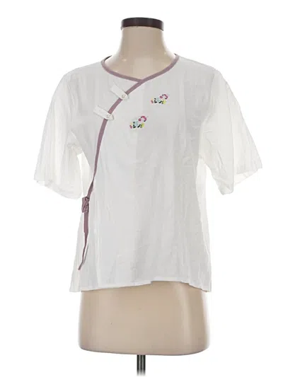 Pre-owned Unbranded Short Sleeve Blouse In White