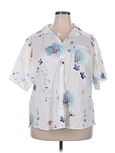 Pre-owned Unbranded Short Sleeve Blouse In White