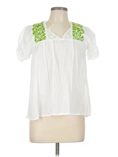 Pre-owned Unbranded Short Sleeve Blouse In White