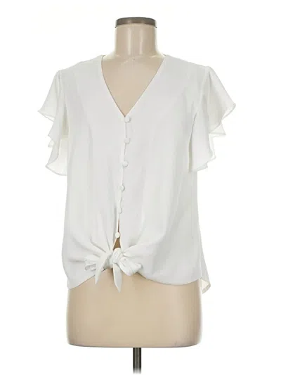 Pre-owned Unbranded Short Sleeve Blouse In White