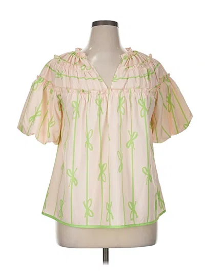Pre-owned Unbranded Short Sleeve Blouse In White