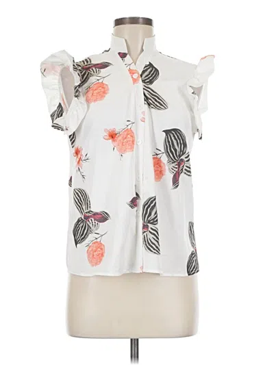 Pre-owned Unbranded Short Sleeve Blouse In White