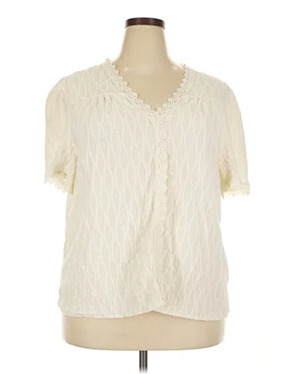 Pre-owned Unbranded Short Sleeve Blouse In White