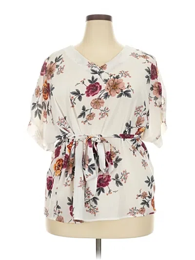 Pre-owned Unbranded Short Sleeve Blouse In White