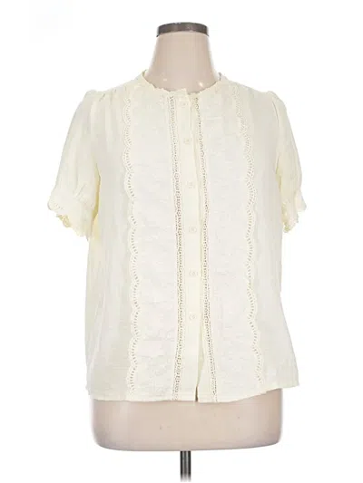 Pre-owned Unbranded Short Sleeve Blouse In White