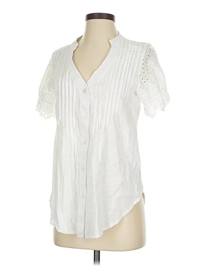 Pre-owned Unbranded Short Sleeve Blouse In White