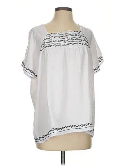 Pre-owned Unbranded Short Sleeve Blouse In White