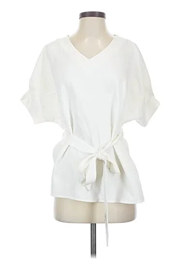 Pre-owned Unbranded Short Sleeve Blouse In White