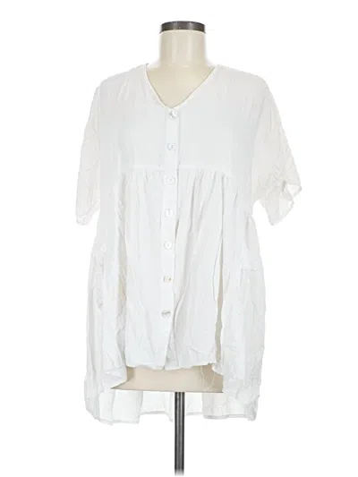 Pre-owned Unbranded Short Sleeve Blouse In White