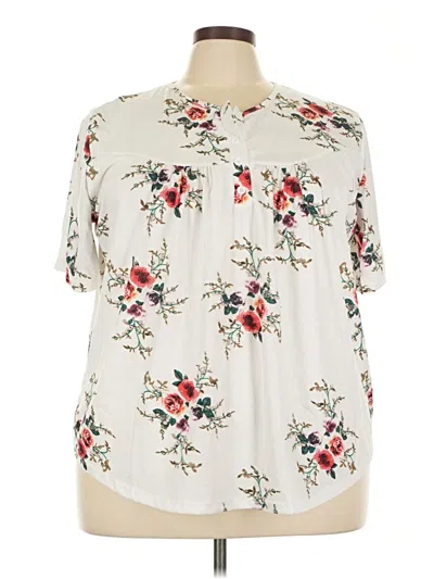 Pre-owned Unbranded Short Sleeve Blouse In White