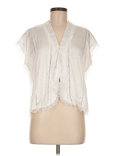 Pre-owned Unbranded Short Sleeve Blouse In White