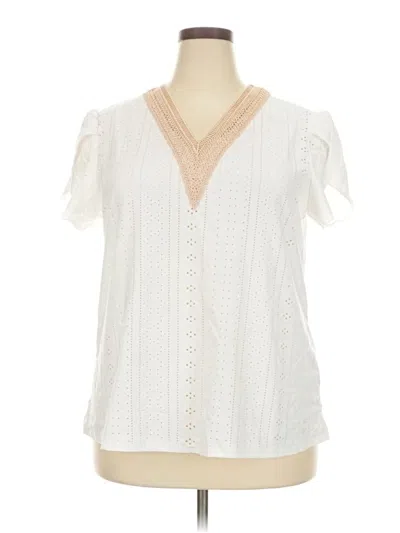 Pre-owned Unbranded Short Sleeve Blouse In White