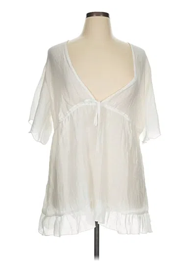 Pre-owned Unbranded Short Sleeve Blouse In White