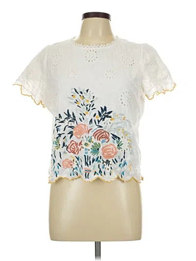 Pre-owned Unbranded Short Sleeve Blouse In White