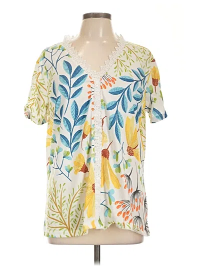 Pre-owned Unbranded Short Sleeve Blouse In White