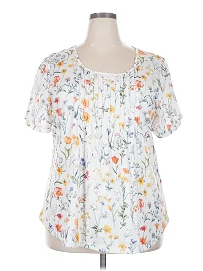 Pre-owned Unbranded Short Sleeve Blouse In White