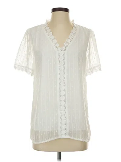 Pre-owned Unbranded Short Sleeve Blouse In White