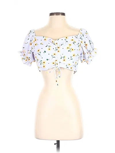 Pre-owned Unbranded Short Sleeve Blouse In White