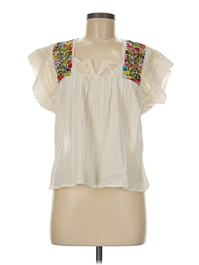 Pre-owned Unbranded Short Sleeve Blouse In White