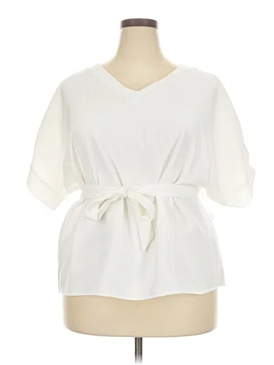 Pre-owned Unbranded Short Sleeve Blouse In White