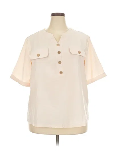 Pre-owned Unbranded Short Sleeve Blouse In White