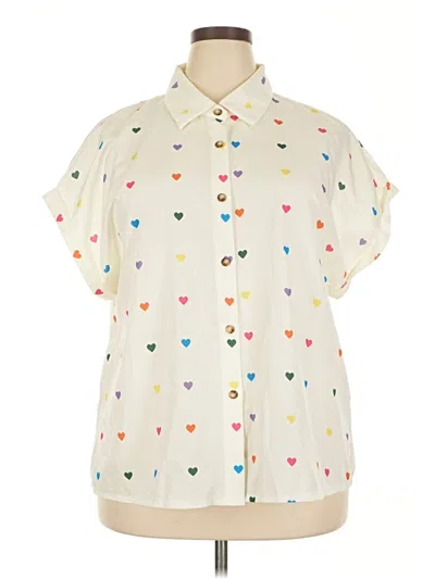 Pre-owned Unbranded Short Sleeve Blouse In White