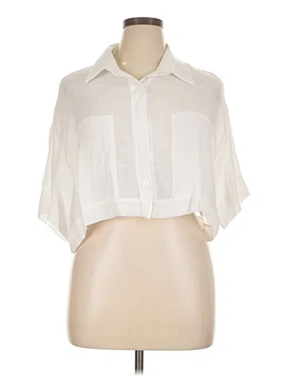 Pre-owned Unbranded Short Sleeve Blouse In White