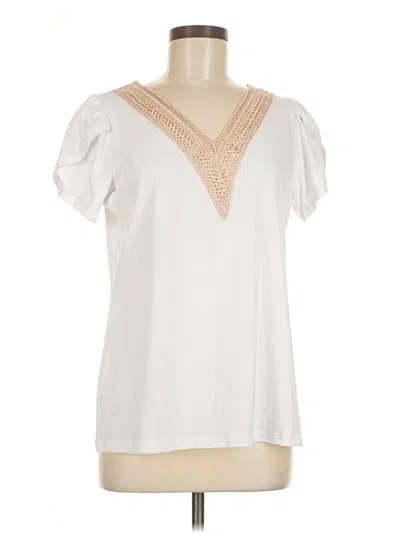 Pre-owned Unbranded Short Sleeve Blouse In White