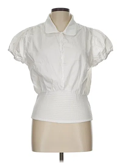 Pre-owned Unbranded Short Sleeve Blouse In White