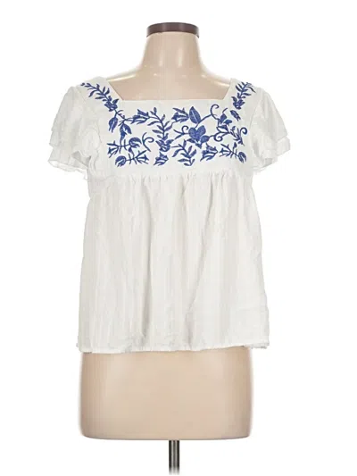 Pre-owned Unbranded Short Sleeve Blouse In White