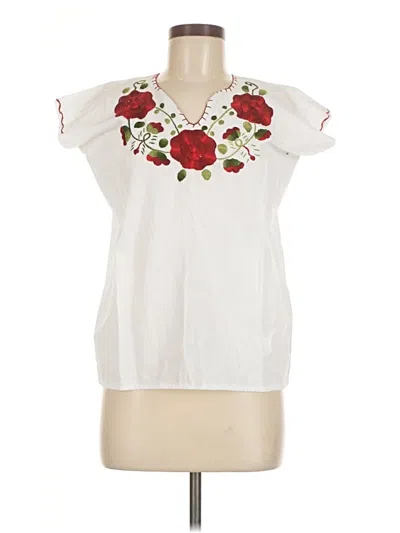 Pre-owned Unbranded Short Sleeve Blouse In White