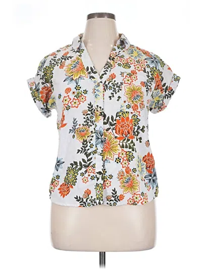 Pre-owned Unbranded Short Sleeve Blouse In White