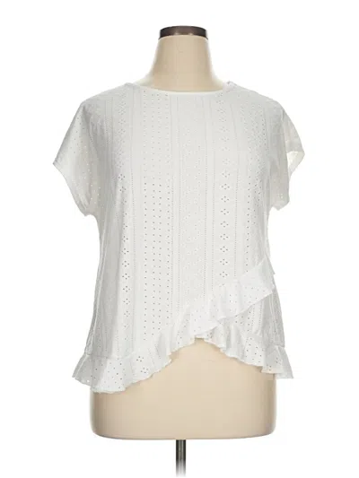 Pre-owned Unbranded Short Sleeve Blouse In White