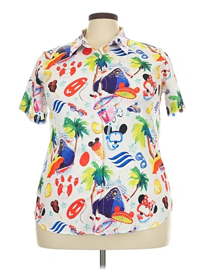 Pre-owned Unbranded Short Sleeve Blouse In White