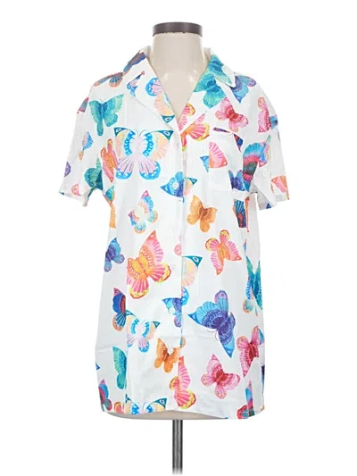 Pre-owned Unbranded Short Sleeve Blouse In White