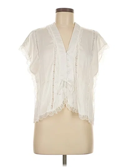 Pre-owned Unbranded Short Sleeve Blouse In White