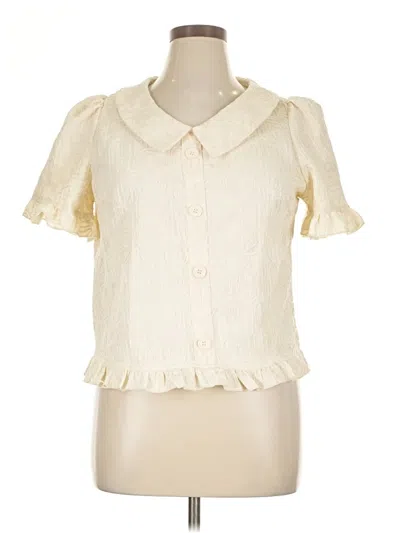 Pre-owned Unbranded Short Sleeve Blouse In White