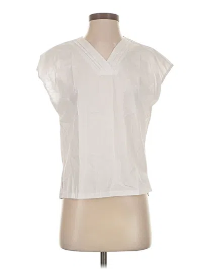 Pre-owned Unbranded Short Sleeve Blouse In White