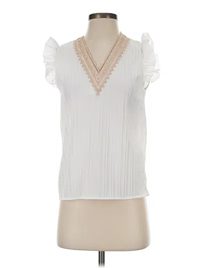 Pre-owned Unbranded Short Sleeve Blouse In White