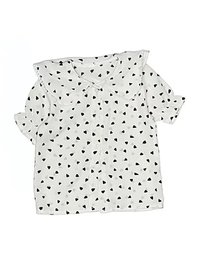 Pre-owned Unbranded Kids' Short Sleeve Blouse In White