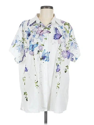 Pre-owned Unbranded Short Sleeve Blouse In White