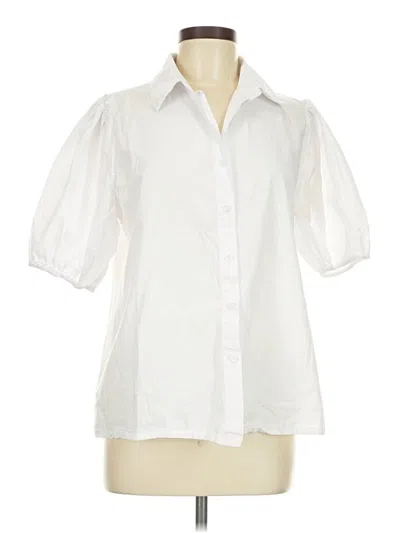 Pre-owned Unbranded Short Sleeve Blouse In White