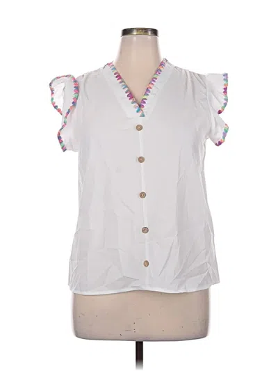 Pre-owned Unbranded Short Sleeve Blouse In White